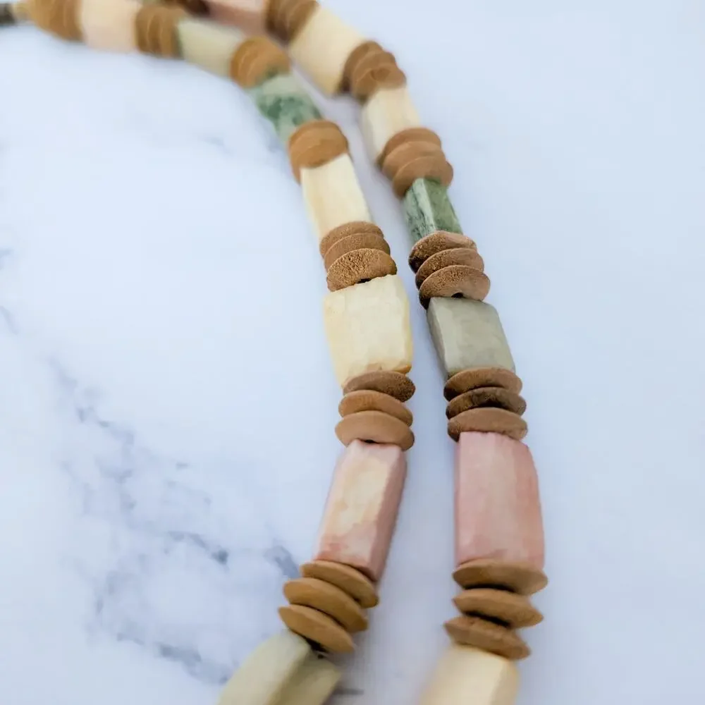 Vintage Necklace Unusual Carved? Beads